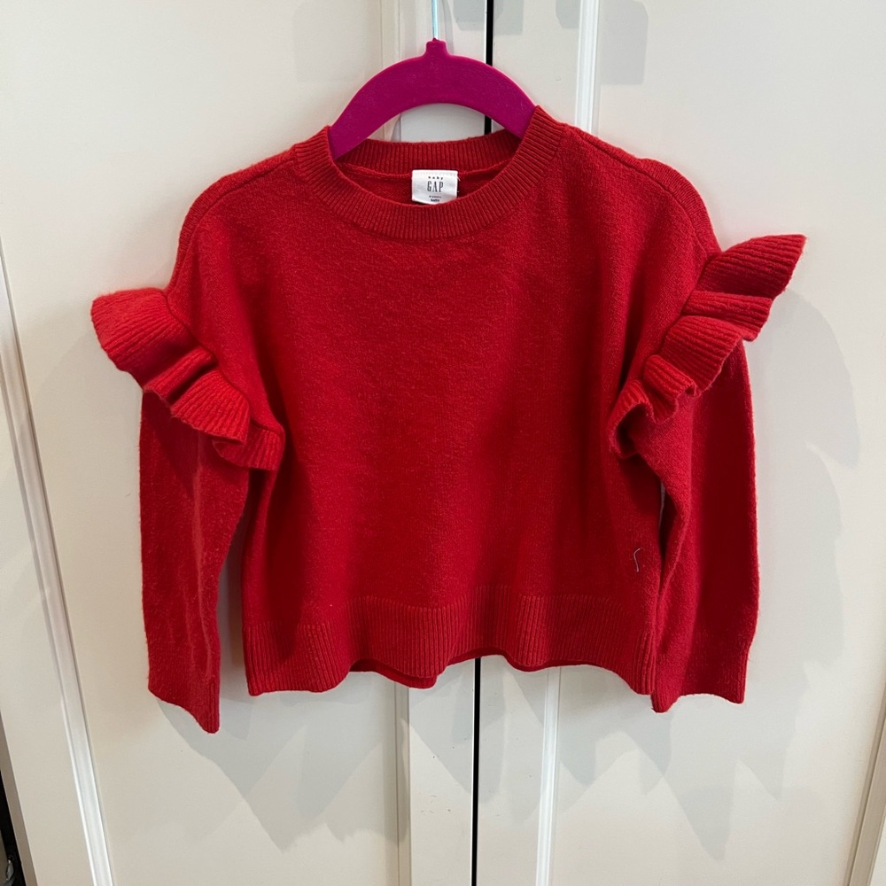 GAP kids Vibrant Red Ruffle Sleeve Sweater 3t